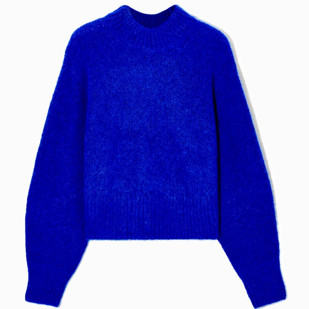 Bright-blue knitted sweater